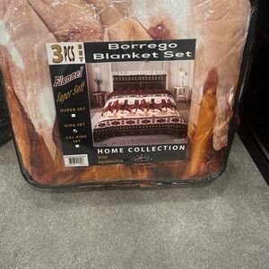 Home Collection Borrego Blanket Set - Brown and Cream